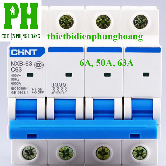 Aptomat - MCB CHINT 4 Pha (50A, 63A) loại NXB-63 6ka [CHÍNH HÃNG] [GIAO NHANH]