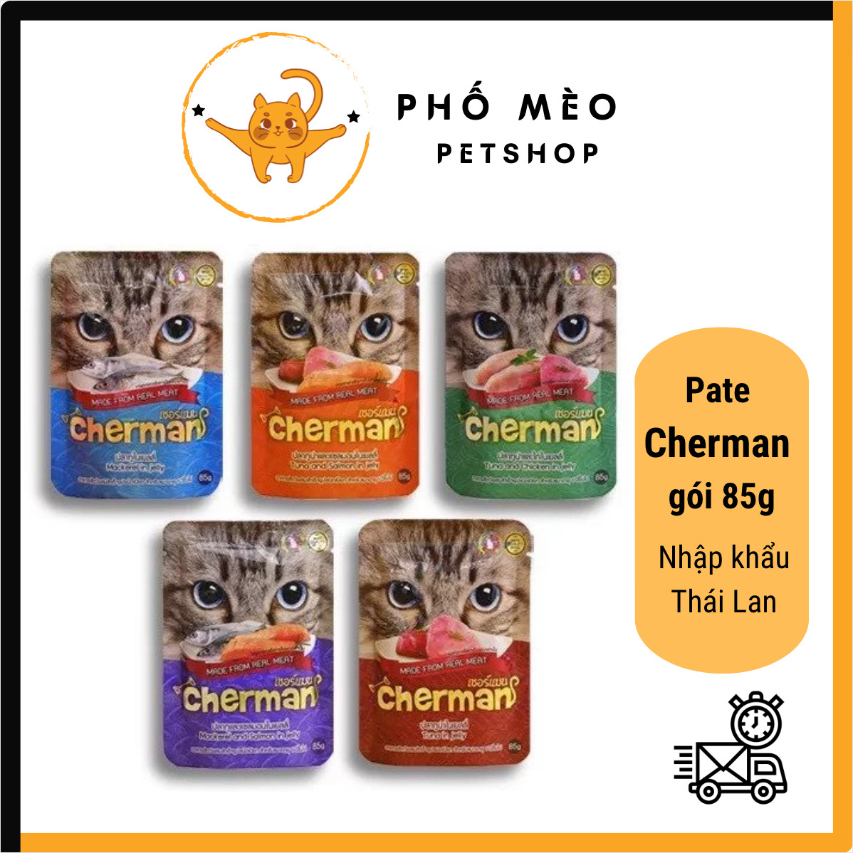 Pate mèo Cherman gói 85G, nhập khẩu Thái Lan