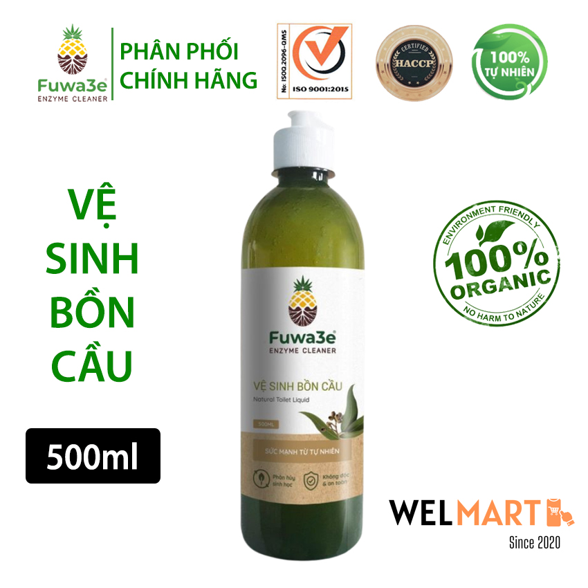 Nước tẩy ố fuwa, nước vệ sinh bồn cầu Fuwa3e hữu cơ organic diệt khuẩn với tinh chất khuynh diệp 500ml FWVS