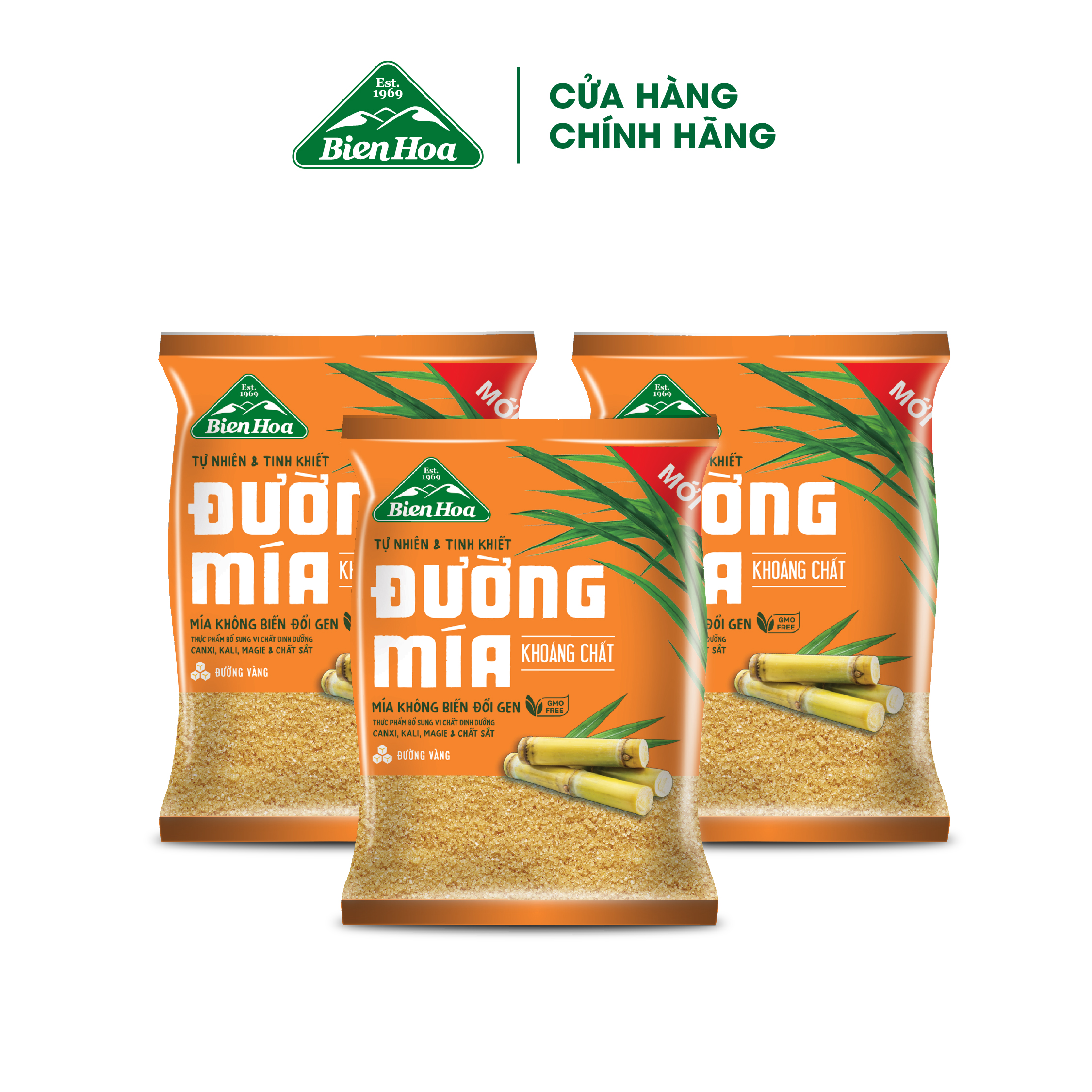 Combo 3 Đường mía khoáng chất Biên Hòa 1kg/túi