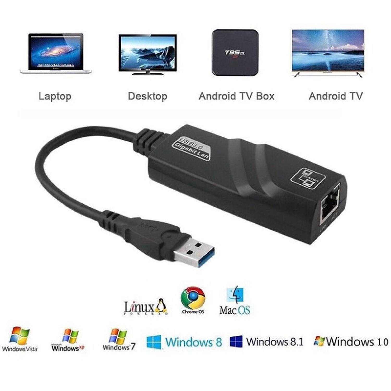 Usb to lan - cáp chuyển đổi usb 3.0 sang lan 10-100-1000 mbps gigabit .dây chuyển đổi usb 3.0 sang cổng mạng lan rj45