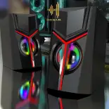 Loa vi tính DX19 - Loa máy tính mini để bàn kết nối có dây, tích hợp đèn LED RGB ấn tượng, tương thích nhiều thiết bị