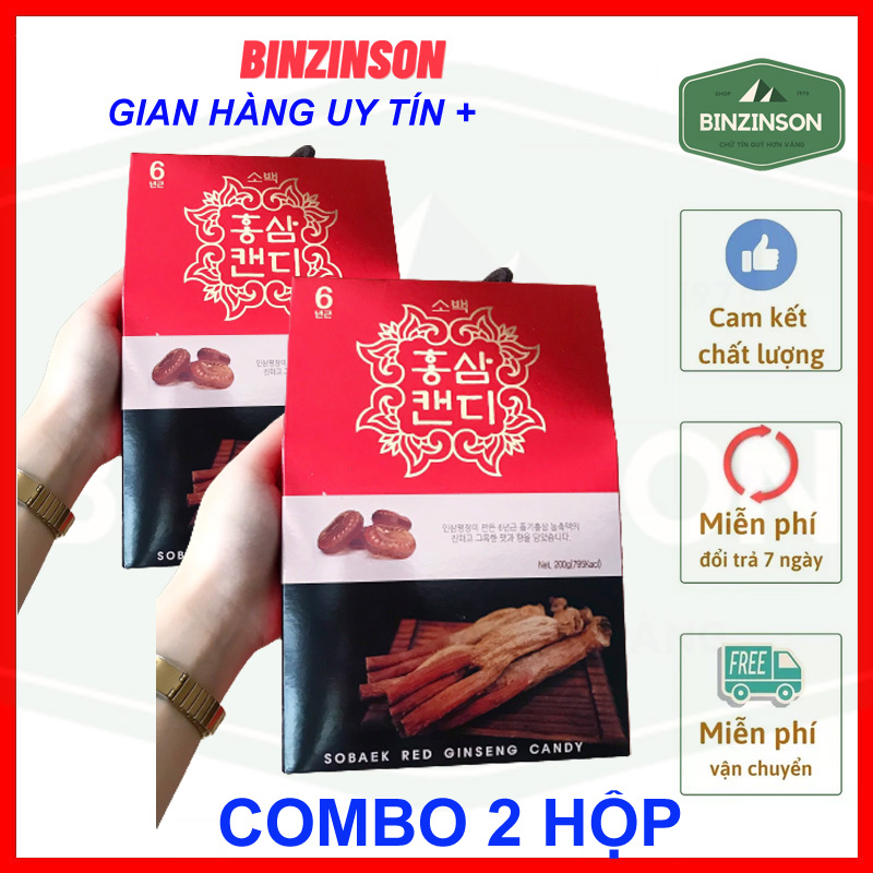 kẹo sâm Sobaek có quay xách 200g [ COMBO 2 BỊCH ] Hàn Quốc Loại Thơm Ngon - BINZINSON