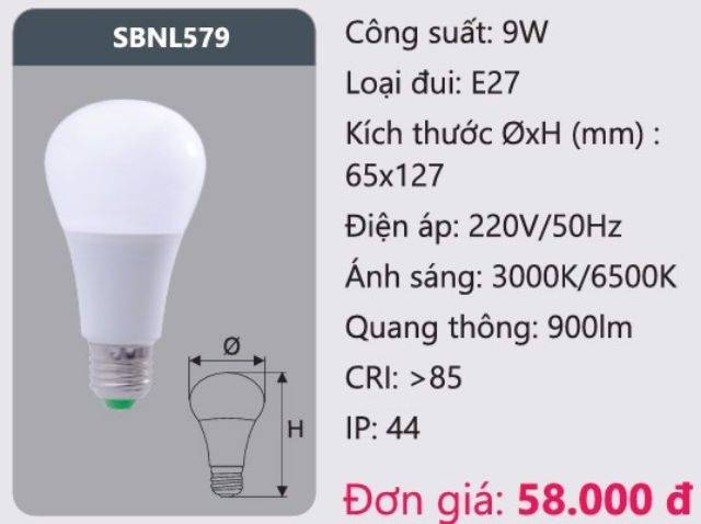 Bóng led tròn Duhal 9W/ bóng led bulb/ Ánh sáng TRẮNG