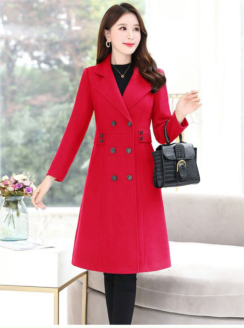 ÁO KHOÁC DẠ CỔ VEST 6 NÚT DÁNG DÀI CAO CẤP - QC430879