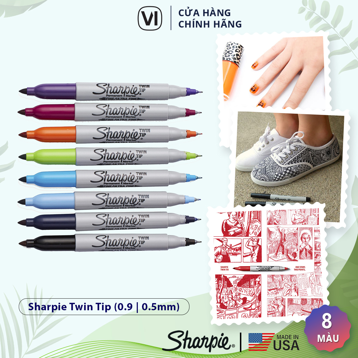 Bút lông 2 đầu vẽ trên mọi chất liệu Sharpie Twin Tip - Đen