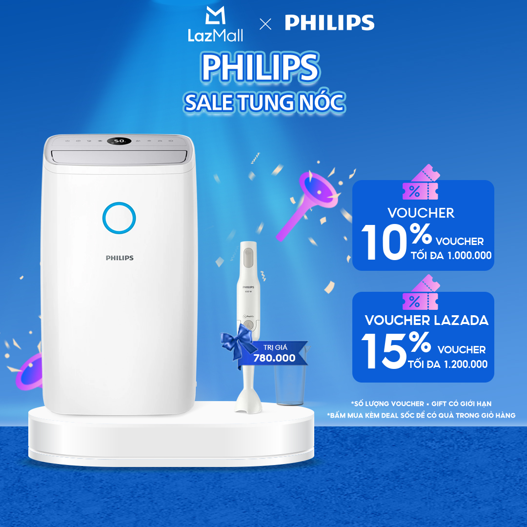 [QUÀ TẶNG HẤP DẪN - SLCH] Máy Hút ẨM Không Khí Philips DE3306/11 |lên đến 34,3 lít/ngày - Hàng Chính Hãng