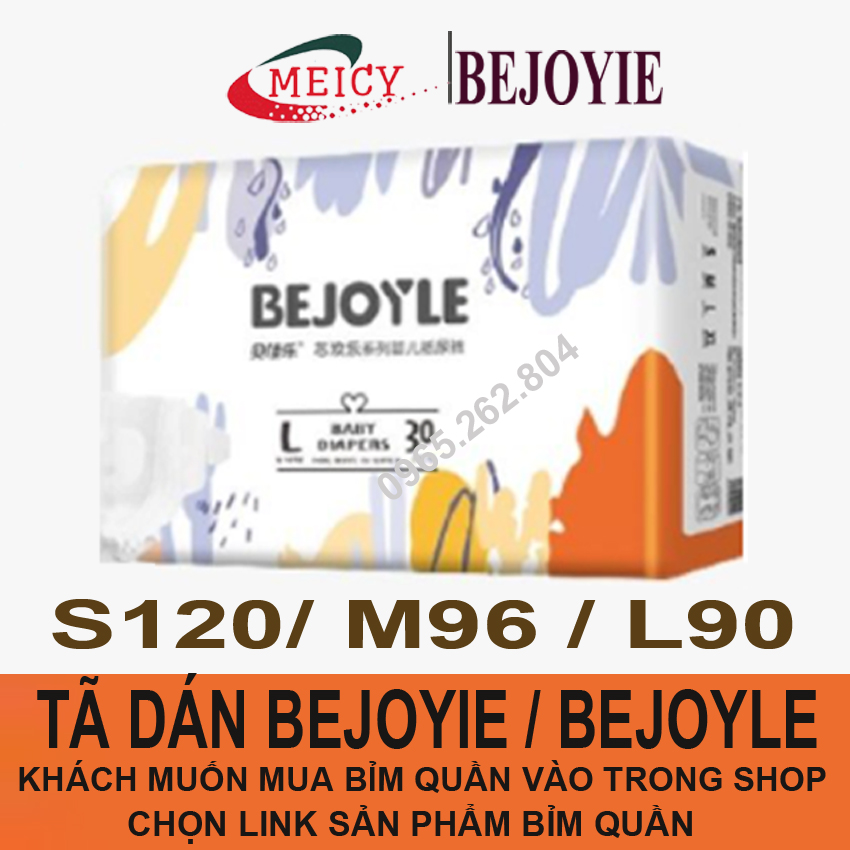 TÃ DÁN  Bejoyle / Bejoyie Chính hãng nội địa Trung Siêu mỏng size S120/M96/L90 tã giấy cho bé sơ sinh, bỉm cho bé, bỉm em bé  - phân phối bởi MEICY - BEJ006-01.