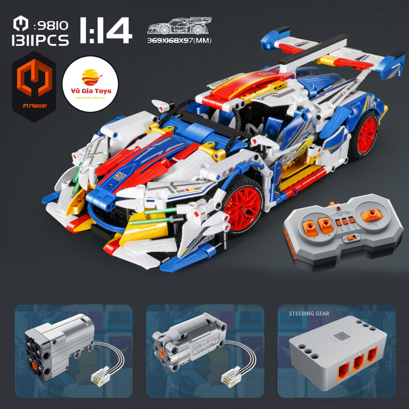 Đồ chơi lắp ráp kiểu lego mô hình siêu xe điều khiển từ xa aston martin valkyrie rc imaster 9810 với 1311 mảnh ghép
