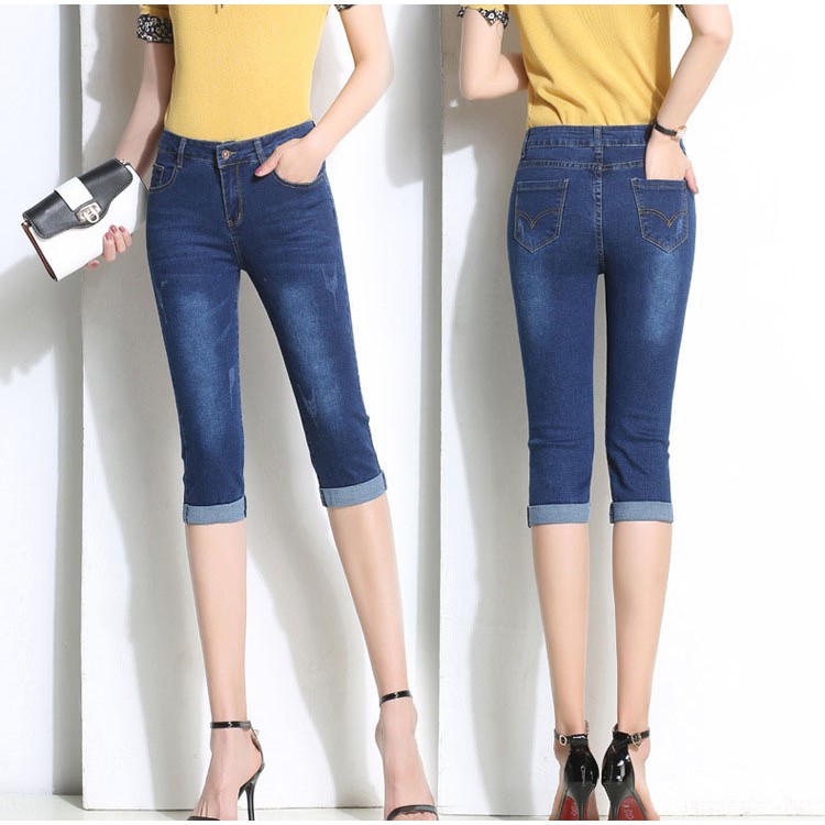 Quần lững nữ chất bò quần 9 tấc nữ co giãn lưng cao