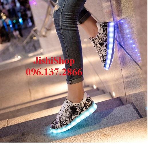 [HCM]GIÀY PHÁT SÁNG 7 MÀU 11 CHẾ ĐỘ ĐÈN LED - ĐEN NHẠT