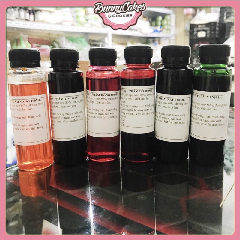 Màu thực phẩm - tạo màu vàng, đỏ, xánh lá, cam...chai 100ml