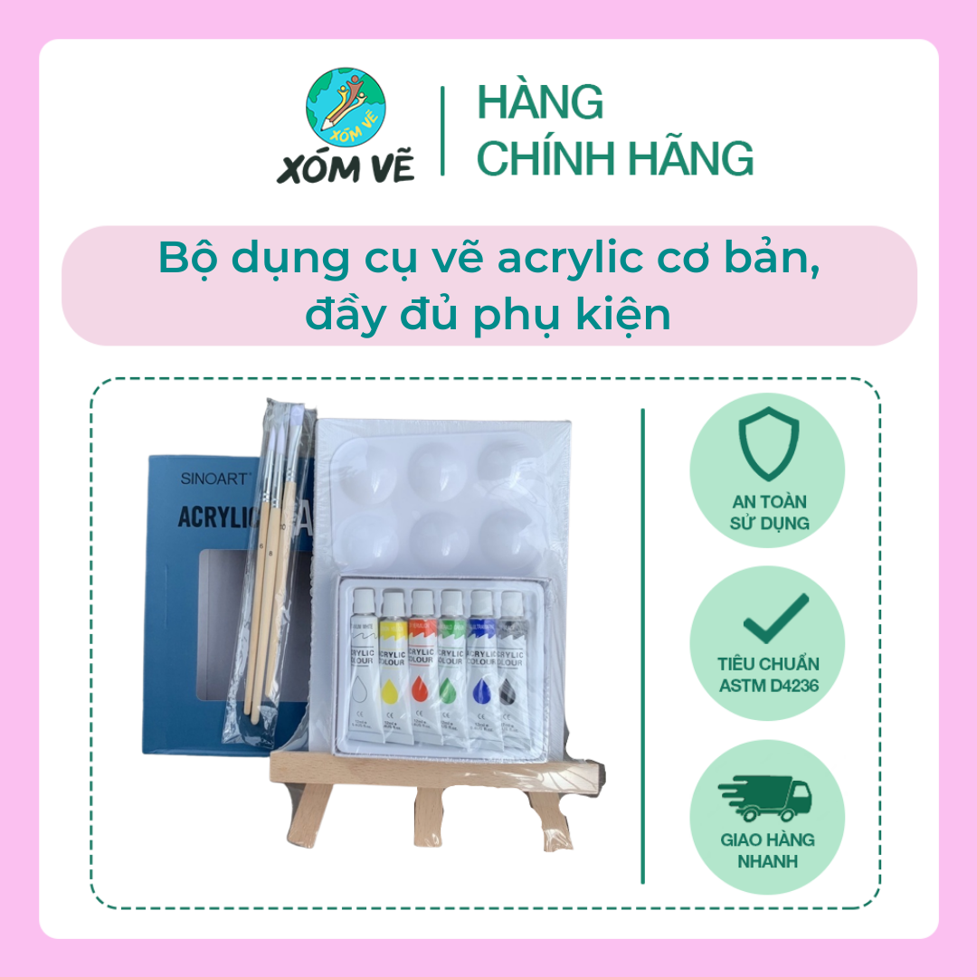 Bộ 5 món vẽ tranh acrylic cho trẻ em