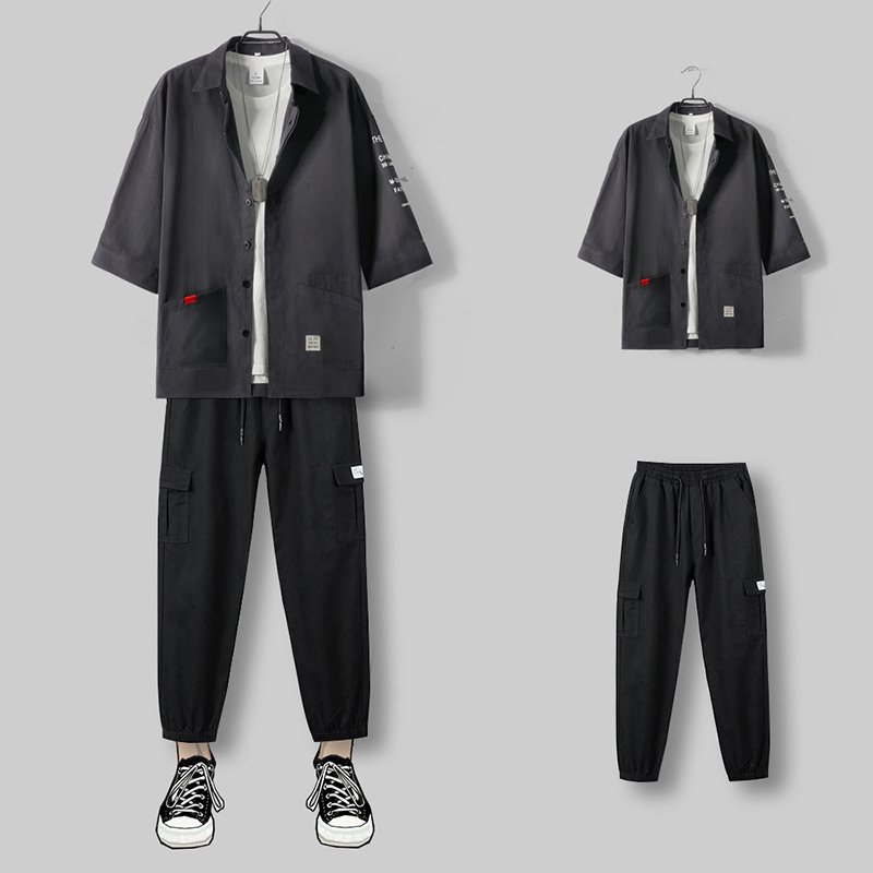 Set Bộ Quần Áo Nam Áo Sơ Mi Cổ Đức Túi Hai Bên Cá Tính Kết Hợp Với Quần Jogger Túi Hộp Bo Ống Năng Động Thời Trang SMARTLY GIRL SET NAM 90000120