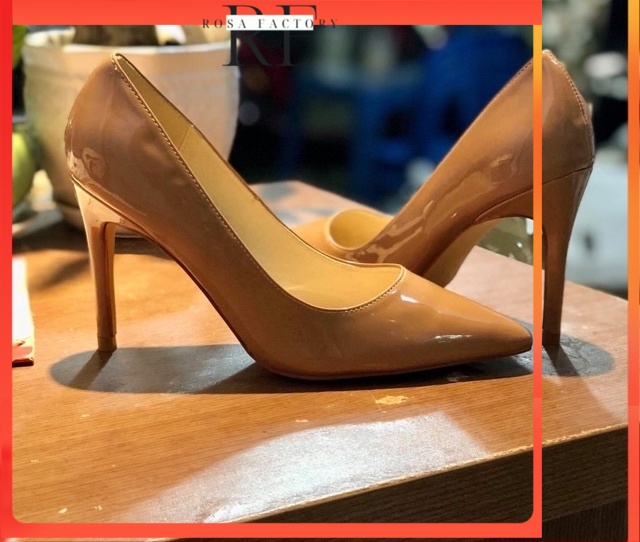 Giày cao gót bít mũi bít gót da bóng cao cấp gót cao 7-9cm Mys Rosa Factory