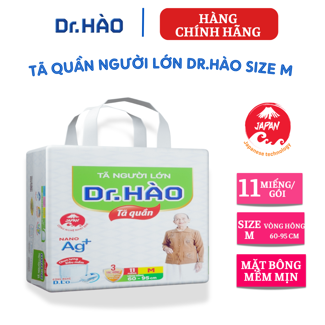 {Hàng chính hãng} Tã quần người lớn Dr.Hào size M 11 miếng {combo 5 gói, combo 10 gói} bỉm quần người già bỉm cho người bệnh tả quần người lớn siêu thấm khô thoáng kháng khuẩn chống hăm khử mùi