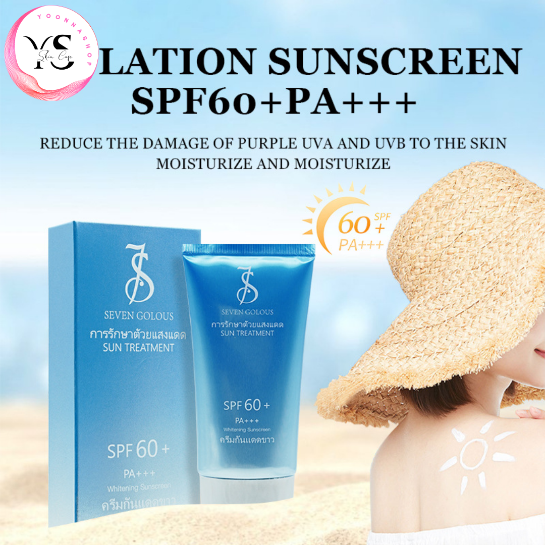 Kem chống nắng trắng da SEVEN GOLOUS 60g hàng Nội Địa Thái Lan với SPF 60+ PA++++ da sáng rạng rỡ A129