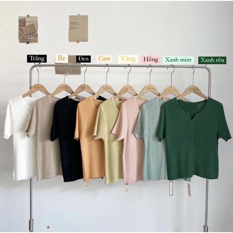 Áo cardigan len tăm cổ tròn tay ngắn