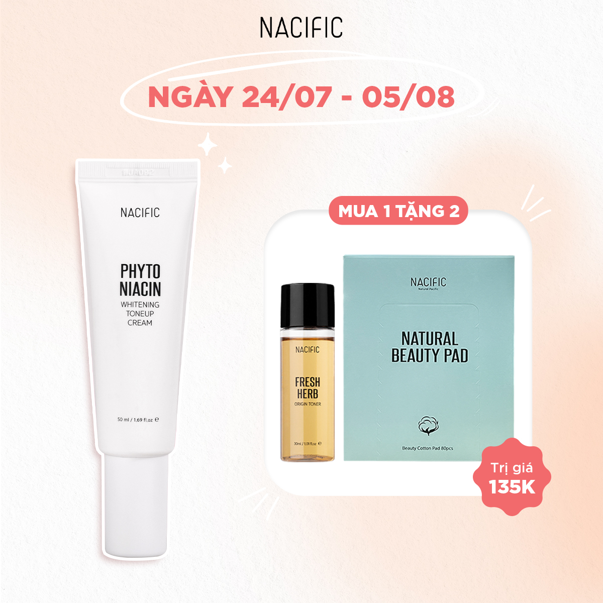 Kem dưỡng trắng da Nacific Phyto Niacin Whitening Tone-Up Cream 50ml