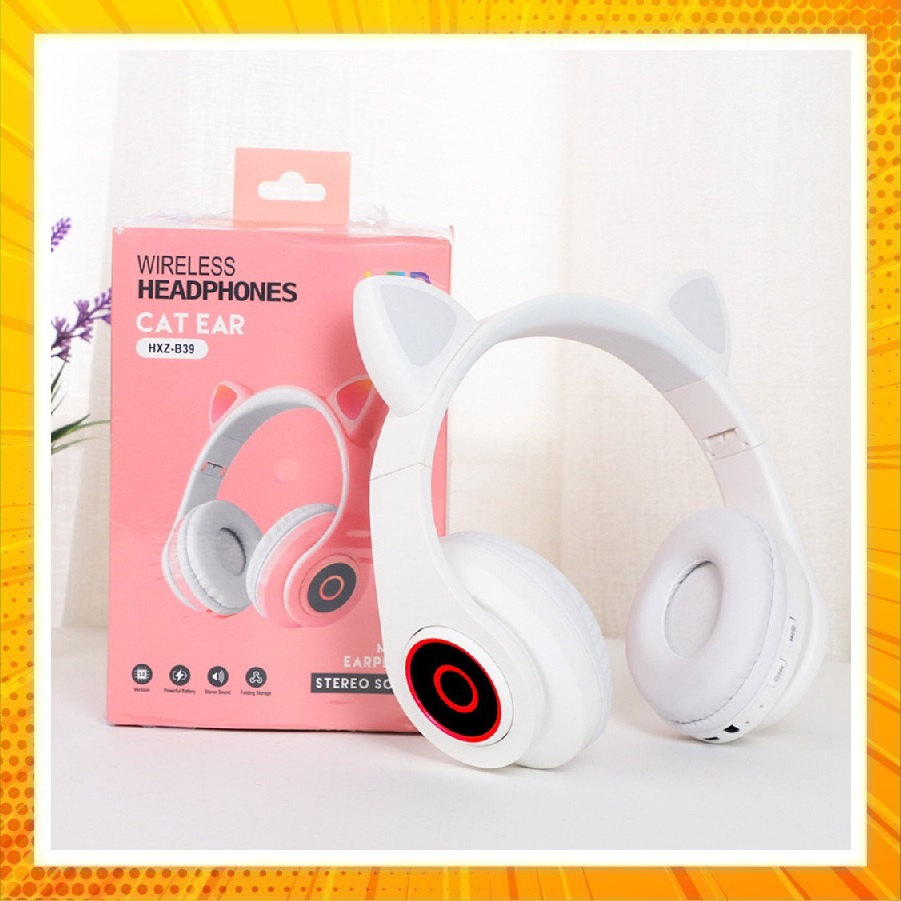 Tai nghe chụp tai bluetooth hình mèo