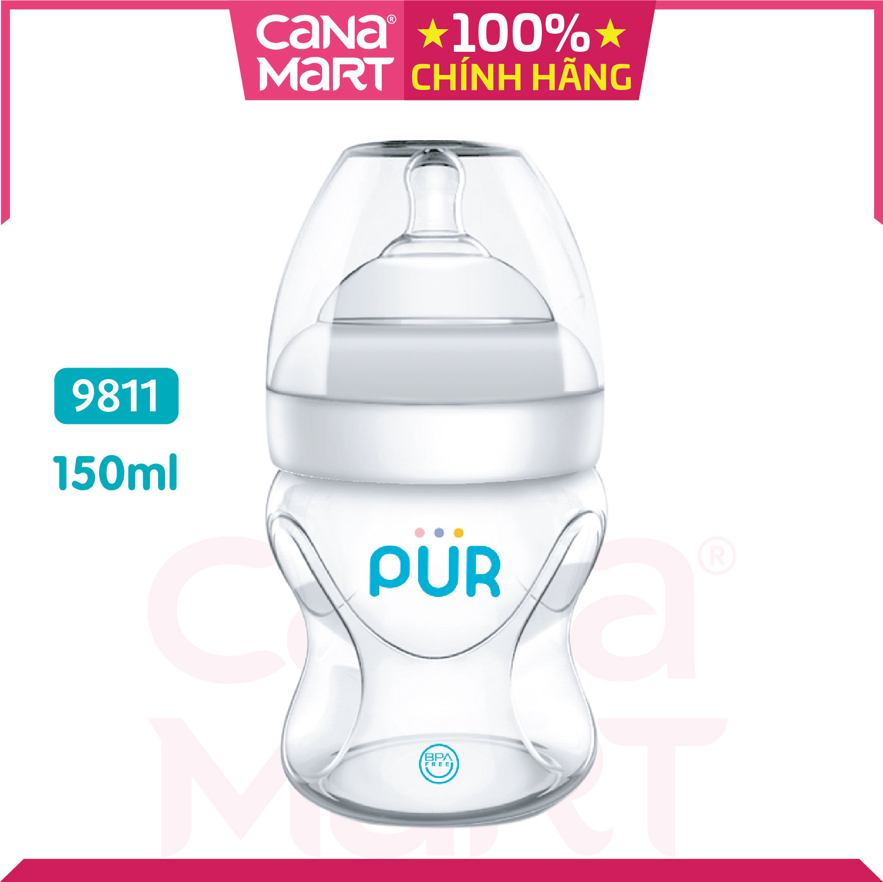 Bình sữa cổ rộng Milk Safe Pur 150ml không chứa BPA (9811)