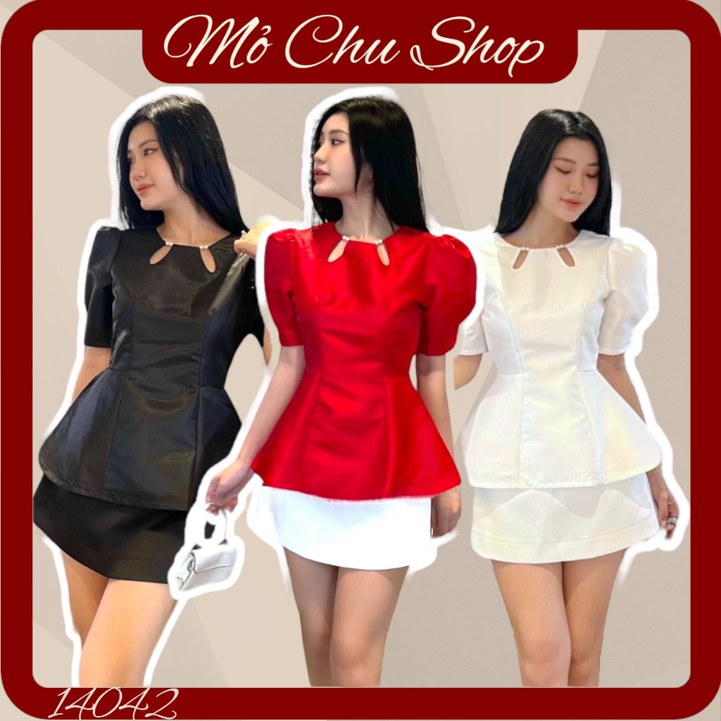 Áo khoét giọt nước đính hạt 14042