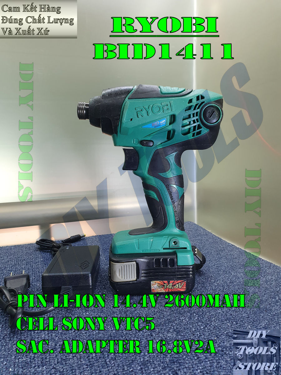 Máy Vặn Vít Nội Địa Nhật Ryobi BID1411 , 14.4v 2600mah, Nội Thất Nguyên Zin Và Như Mới, Ngoại Hình Mới Trên 95%, Hoạt Động Ổn Định Full Chức Năng (Máy Vặn Vít Cầm Tay Dùng Pin)(DIY TOOLS)