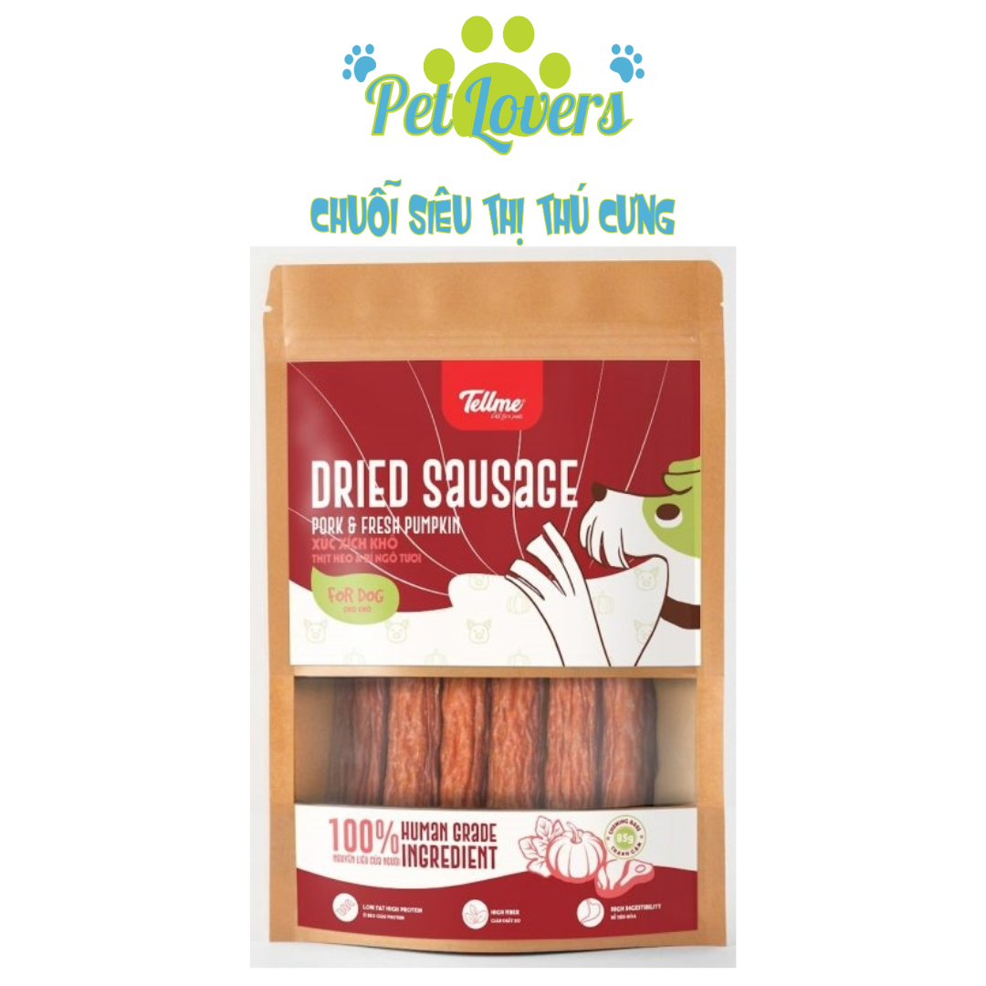 Pet Lovers - Ăn vặt Tellme xúc xích thịt heo bí ngô 85g