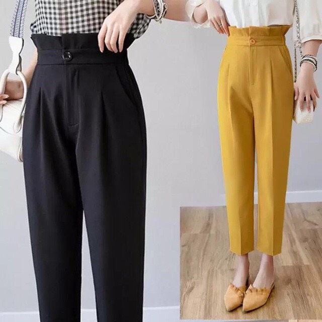 Quần baggy nữ cạp bèo, quần baggy lưng cao cạp xếp ly siêu hit hot [minxinh2013-mã 150
