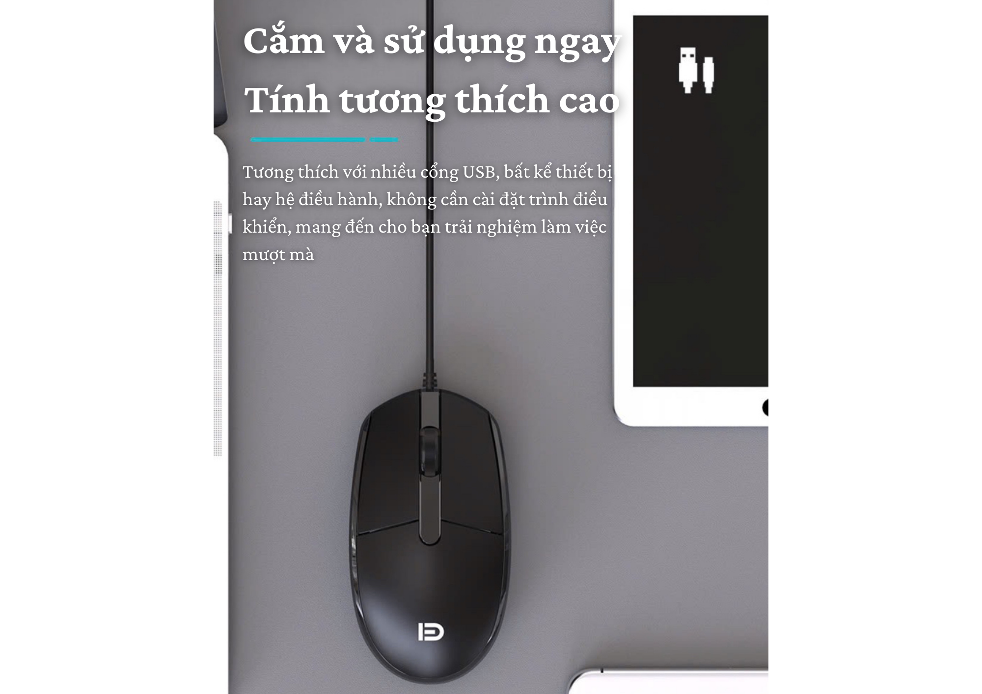CHUỘT CÓ DÂY MÀU ĐEN 3500N