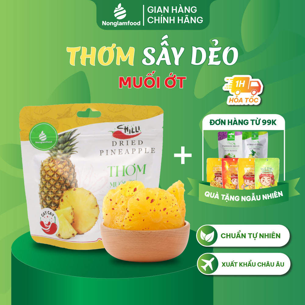 Thơm muối ớt sấy dẻo Nonglamfood 75g | Ăn vặt tốt cho sức khỏe | Healthy Snack