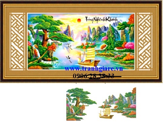 Tranh đính đá tùng nghênh khách 185x90cm mã DF152