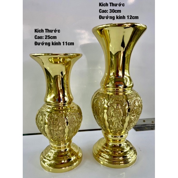 Bình bông đồng - bình bông bát tiên htp 2 size cao 25cm, cao 30cm