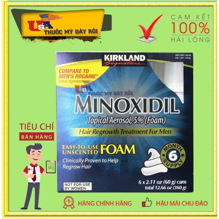 Minoxidil 5% mọc râu tóc dạng bọt