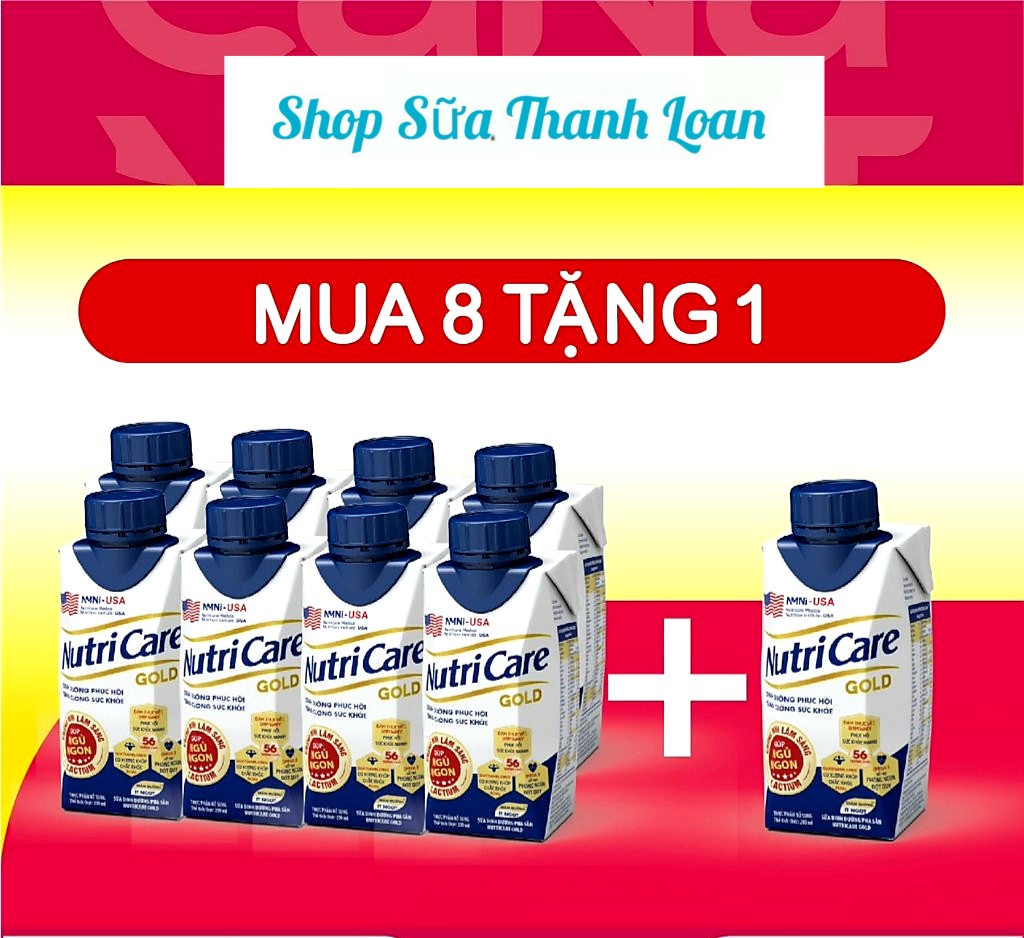 (MUA 8 TẶNG 1) COMBO 9 HỘP Sữa Nước Nutricare Gold 200ml.