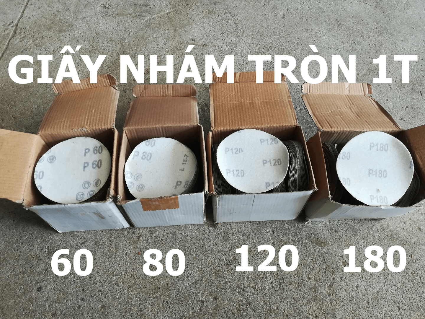Giấy nhám tròn 100mm size 60, 80, 120, 180