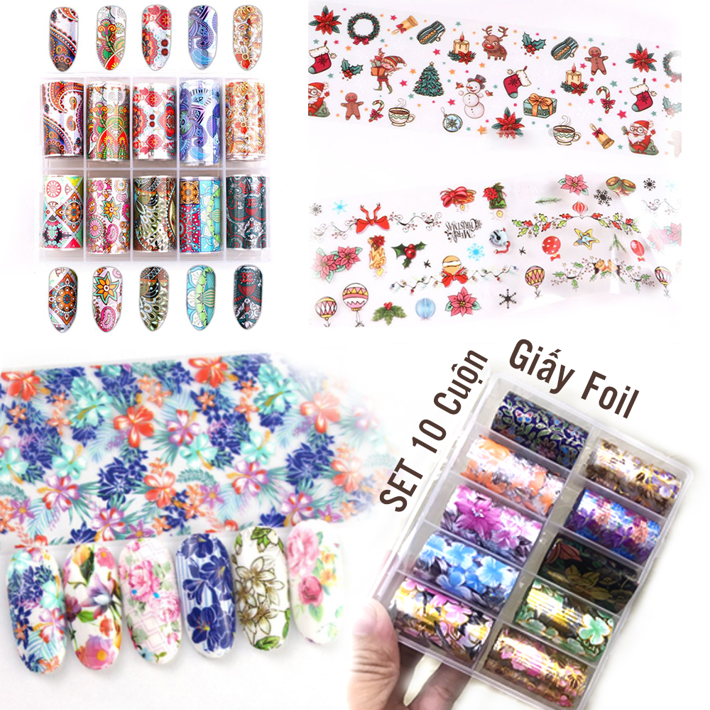 Set 10 cuộn giấy foil trang trí móng