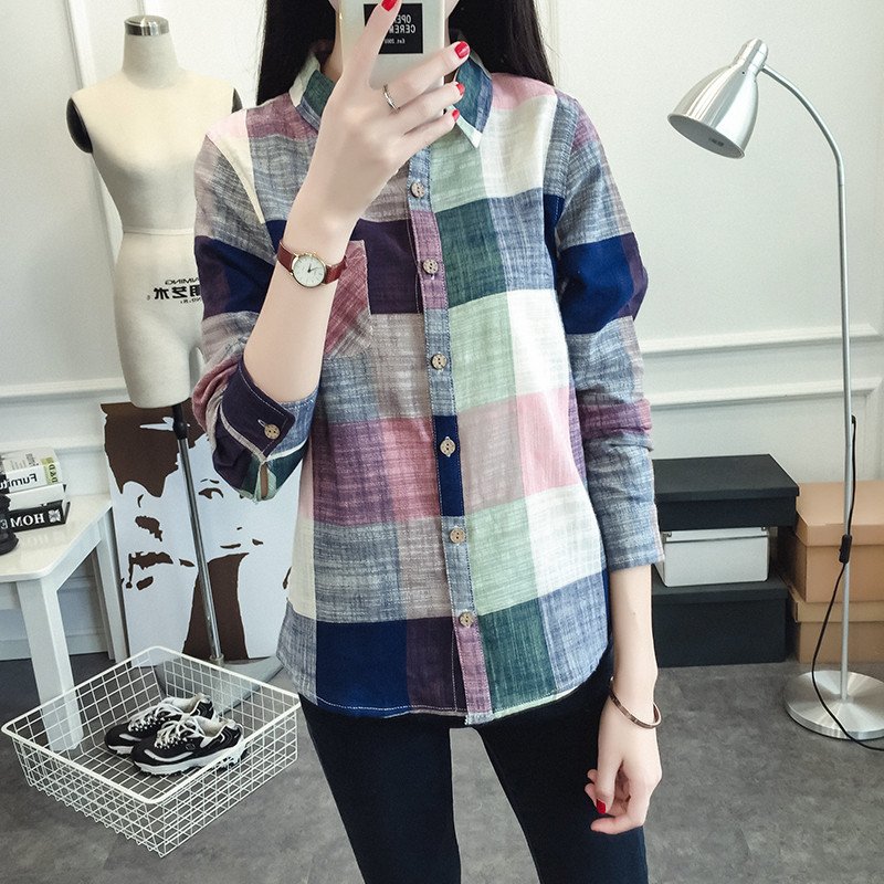 Áo nữ, áo sơ mi nữ kẻ caro xinh haianh ale16