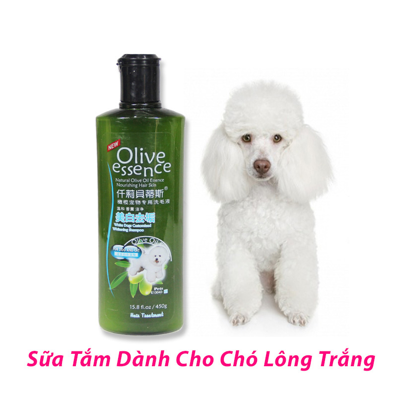 Sữa tắm cho chó lông trắng & lông sáng màu oliver essence 450ml - stcm01