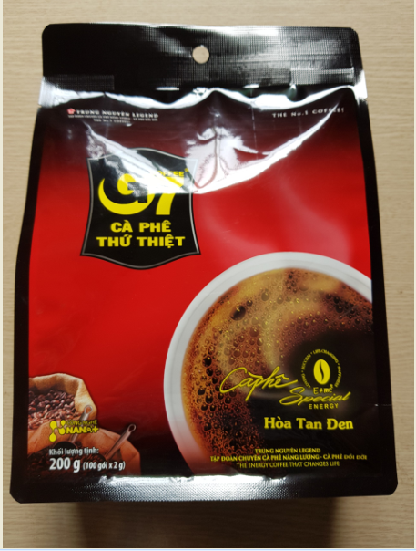 Sản phẩm cafe hòa tan đen bịch 100 gói Trung Nguyên