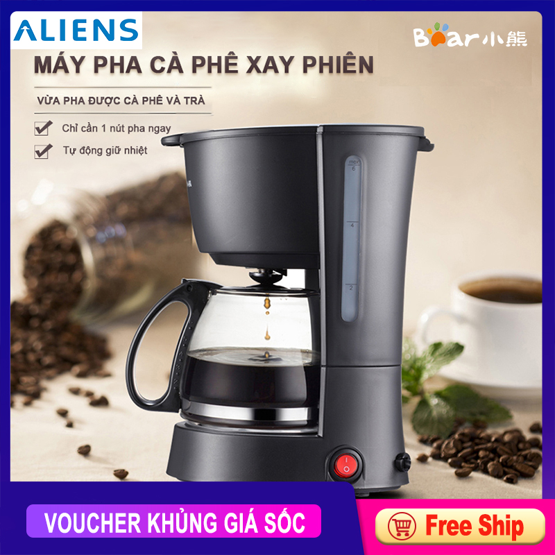 Máy pha cà phê BEAR KFJ-403, sử dụng điện, dùng để pha cà phê xay , có thể pha được được cả trà và cà phê, tự ngắt điện khi hết nước.