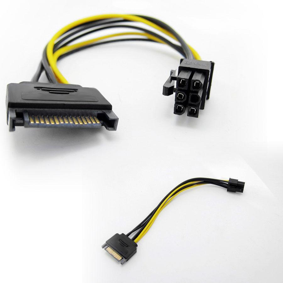 Dây chuyển nguồn SATA PSU sang 6pin PCI-E - Cáp nguồn SATA sang 6pin VGA card 20Cm- CAP2