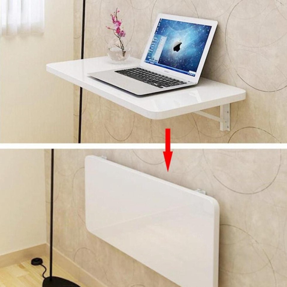 Bàn gấp gắn tường gỗ MDF cao cấp dùng làm bàn học, bàn làm việc, kệ để đồ