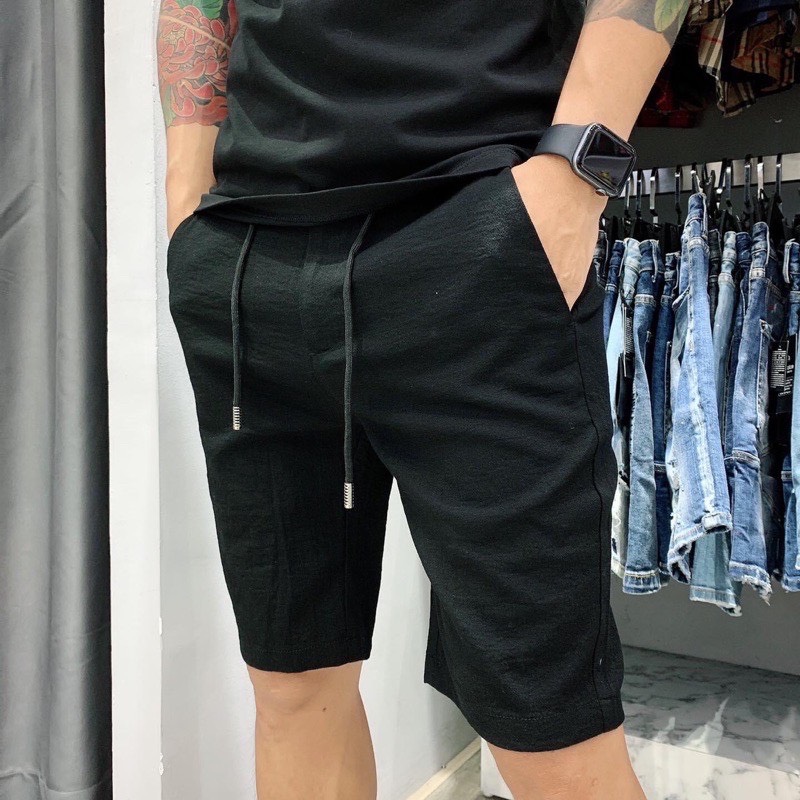 Quần short đũi nam, quần ngố nam chất đũi chất thoáng mát , in logo - full size - qn20 - xuongmaythoitrang
