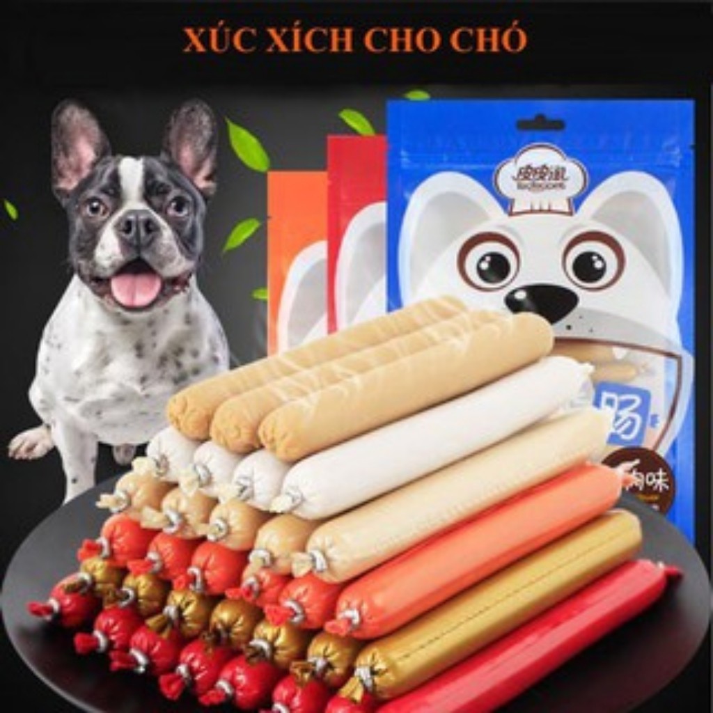 Xúc xích chó mèo có thể ăn liền đồ ăn vặt chó mỗi cây 15gr Túi 60 chiếc - Đảo Chó Mèo