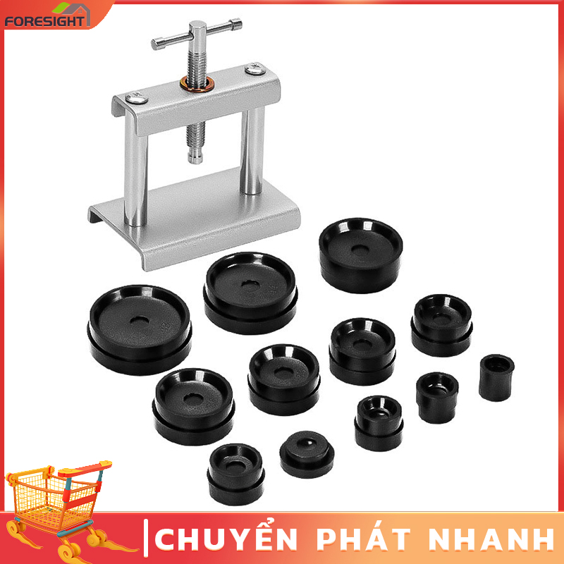 Bộ ép đáy đồng hồ cao cấp, thép đúc chuẩn, ép nắp lưng đồng hồ,ép kính, xoáy ren và 12 khuôn đúc