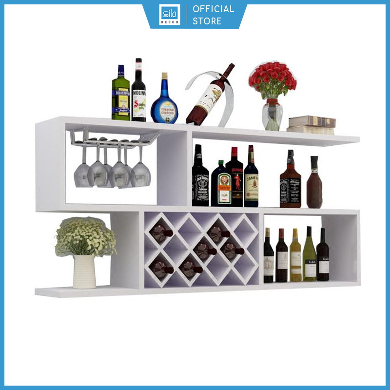 Kệ để chai vang treo tường 2 tầng sib decor với 11 ngăn đựng chai kr02