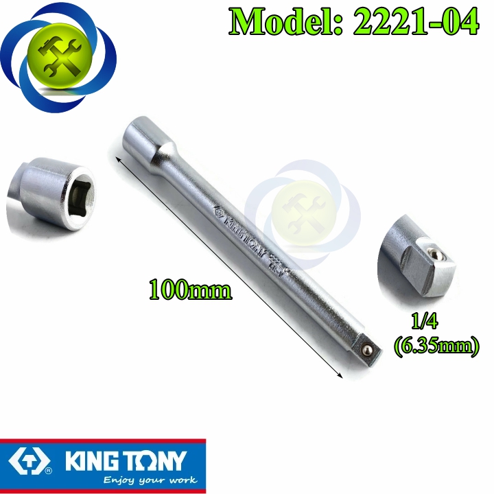 Đầu nối dài 1/4 kingtony 2221-04 dài 100mm đầu vuông 6.35mm