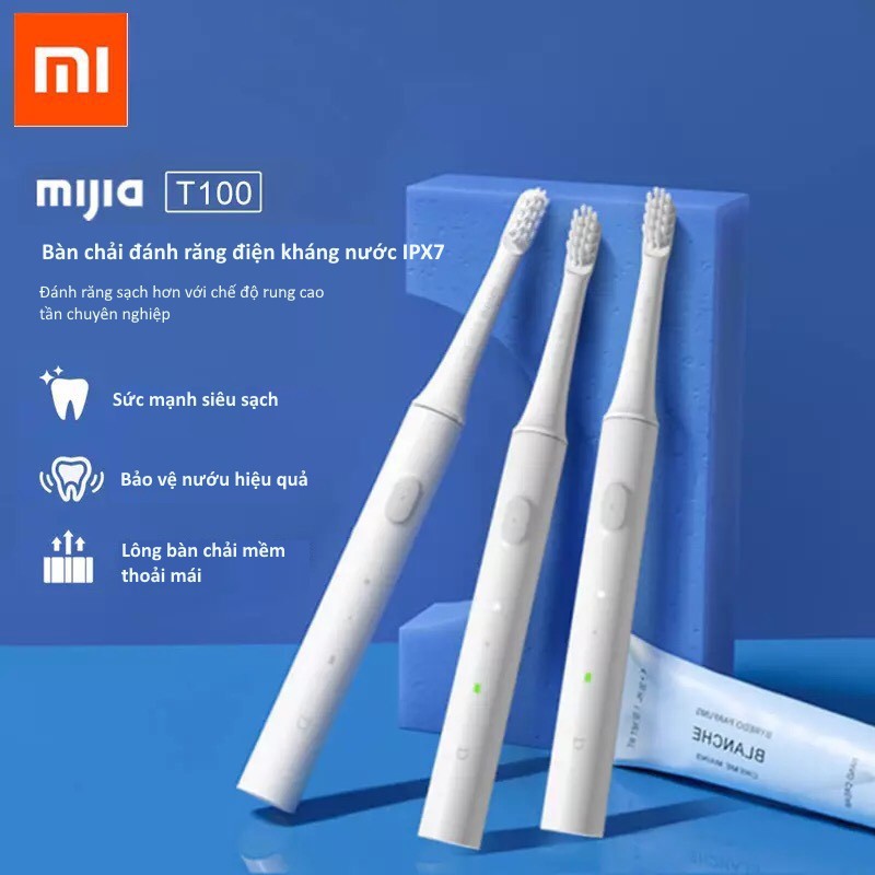 Bàn Chải Điện Xiaomi Mijia T100 Bảo Vệ Nướu, Chải Sạch Vượt Trội So Với Bàn Chải Thường, Chống Nước IPX7, Bàn chải đánh răng điện, bàn chải đánh răng, bàn chải điện xiaomi,