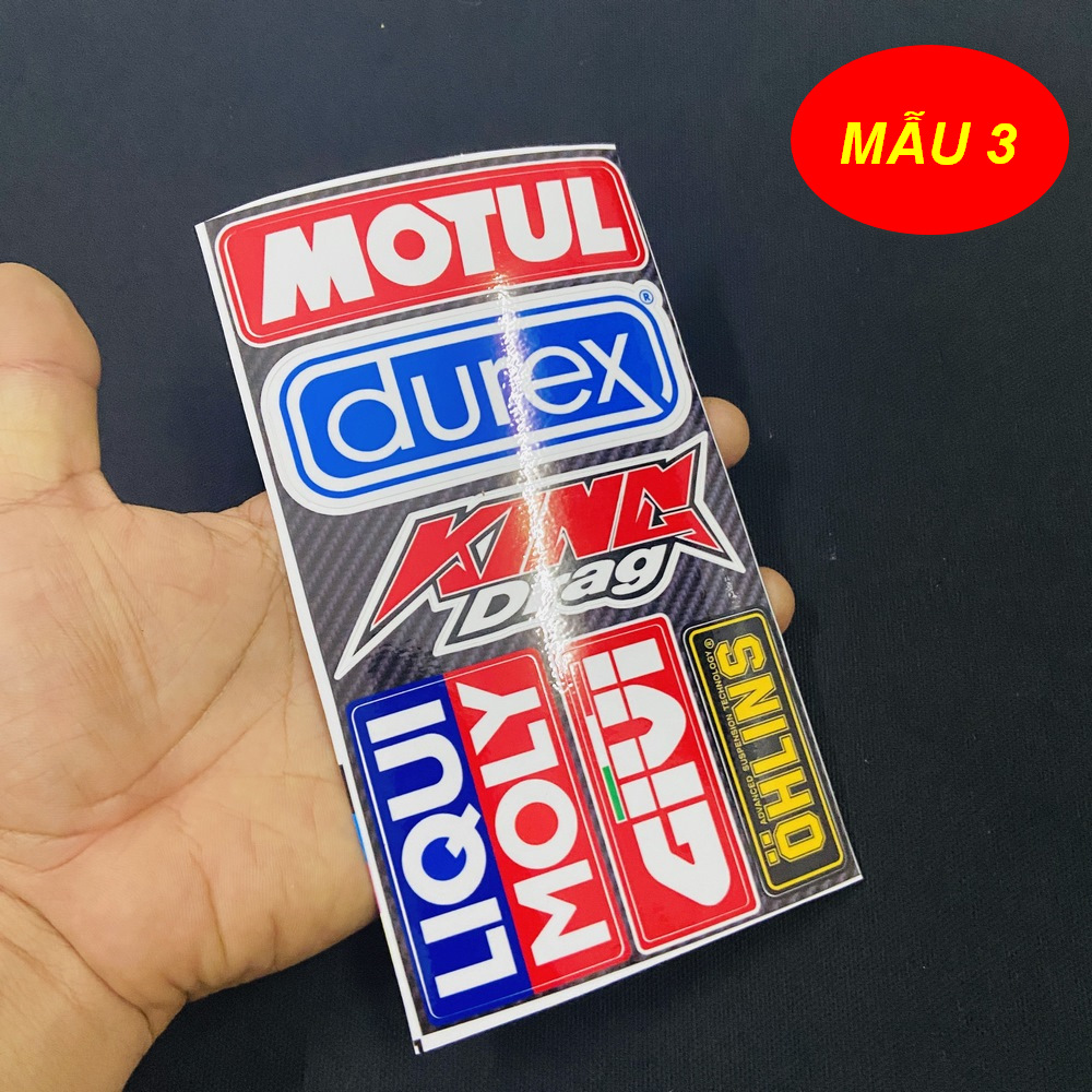 [SALE SỐC] TẤM TEM LOGO CHỮ NHẬT NHIỀU DECAL TRANG TRÍ XE SIÊU CHẤT MẪU LIQUI. KINGDRAG, MOTUL...